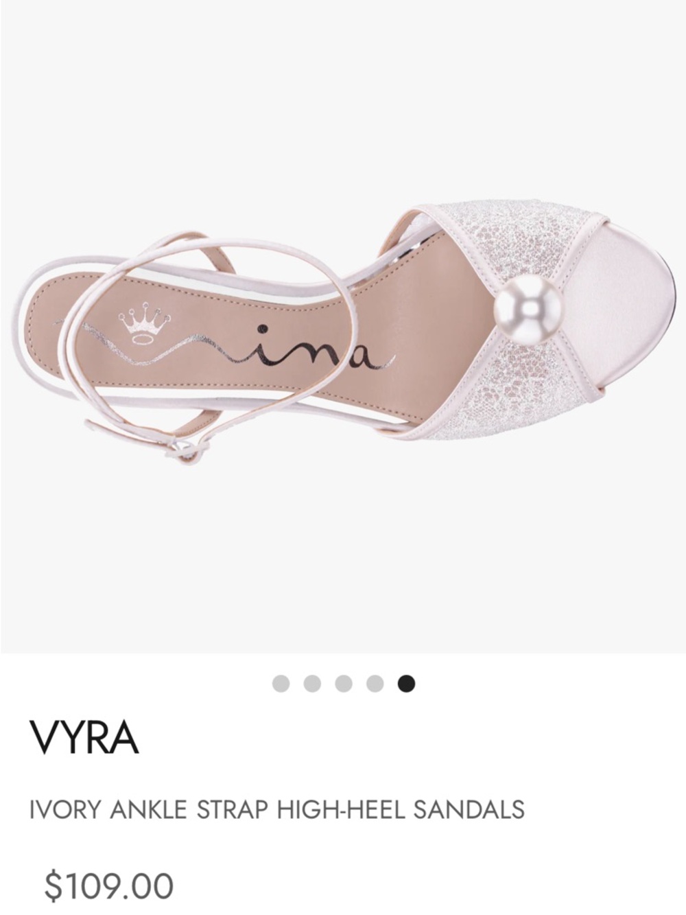 Nina Ivory Pearl-Accent Ankle-Strap Heels - Picture 4 of 12